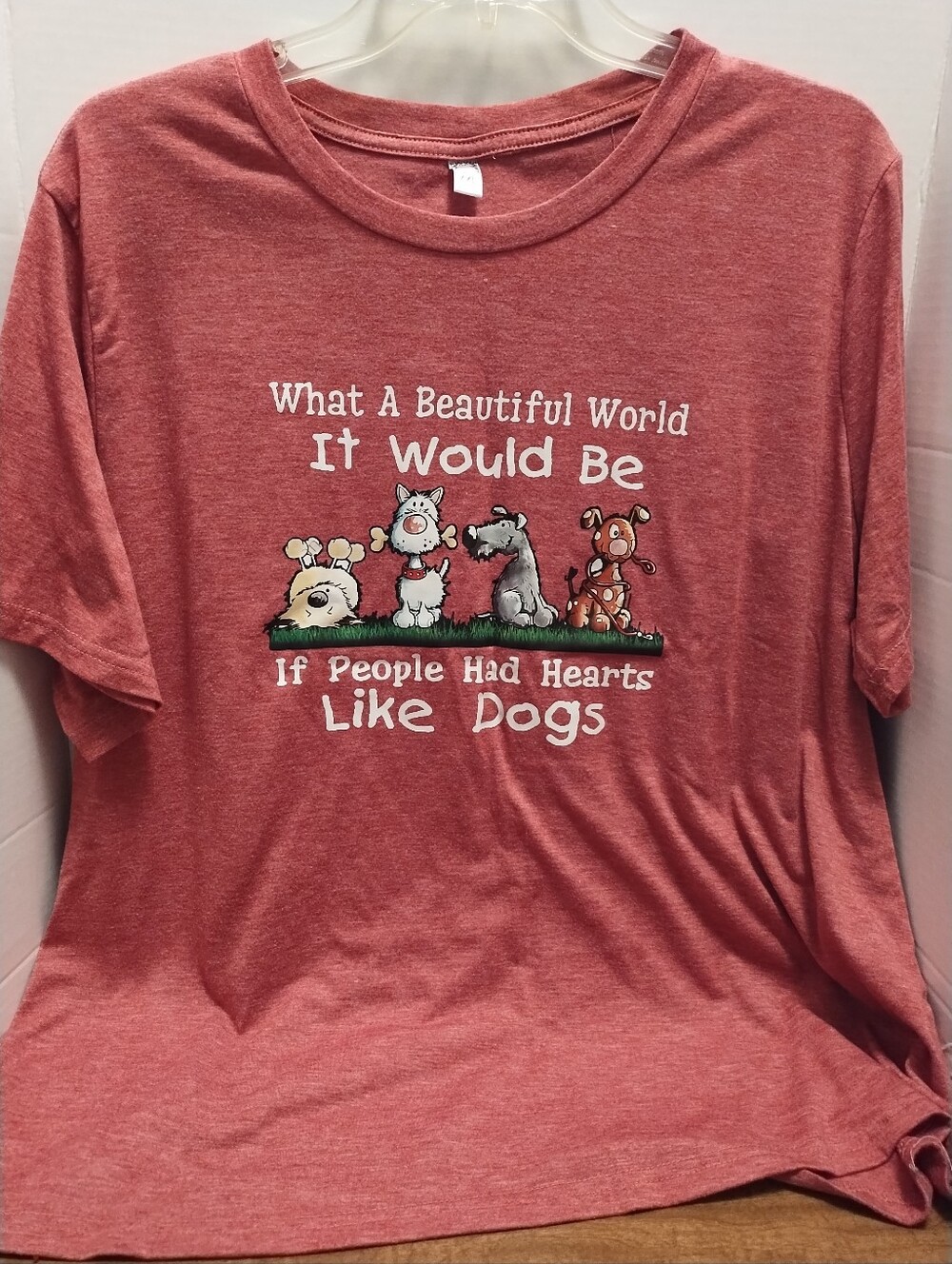 Dog Lovers Red Graphic Tee - What A Beautiful World It Would Be